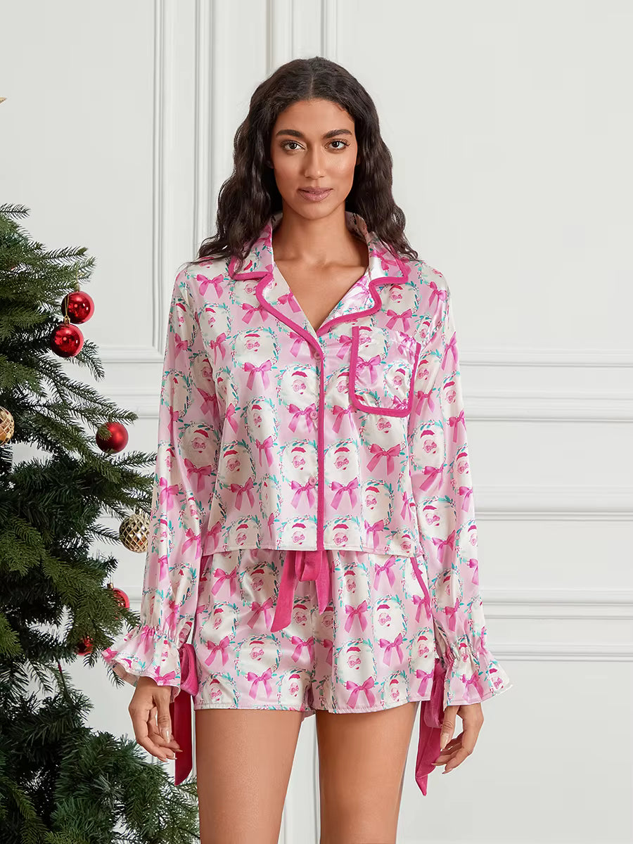 Ensemble Pyjama Femme Noël – Chemise Boutonnée & Short Festif