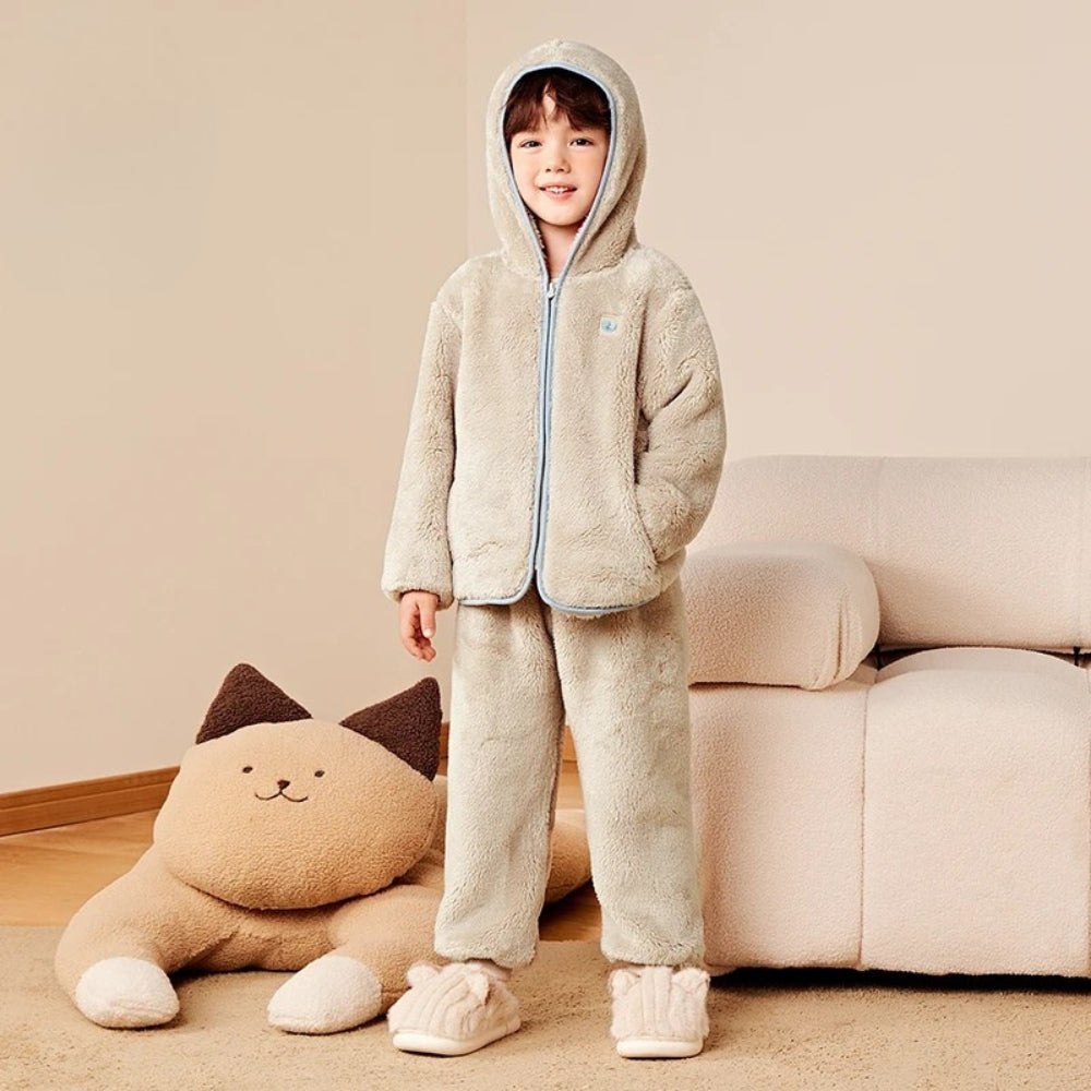 Pyjama Enfant Hiver à Capuche – Patchwork Confortable