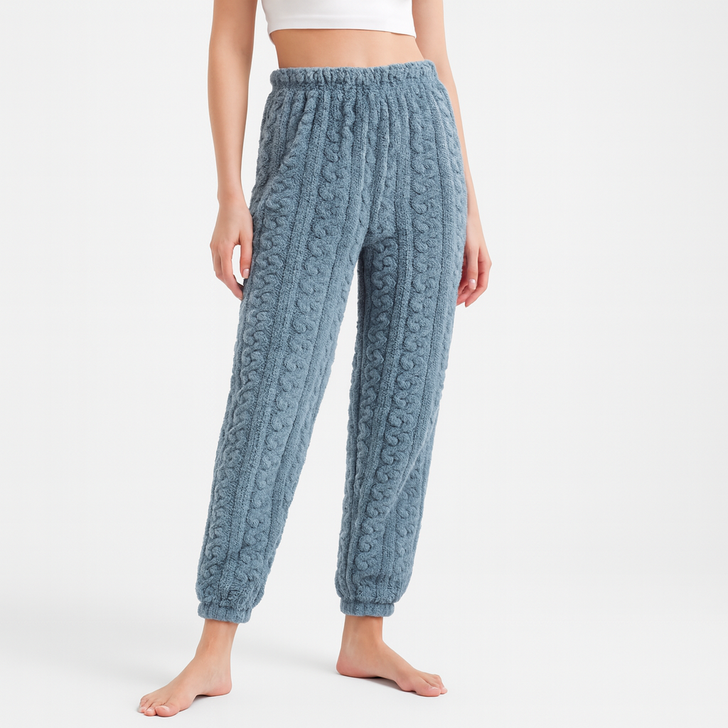 Pantalon Pyjama Femme Hiver Épais – Coton, Taille Élastique