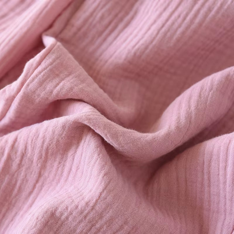 Pantalon Pyjama Femme Coton Crêpe – Taille à Cordon, Coupe Fluide