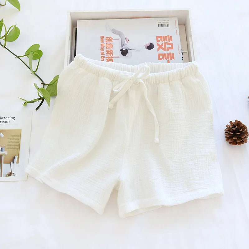 Short Pyjama Femme – Coton Crépon Léger Taille Élastique