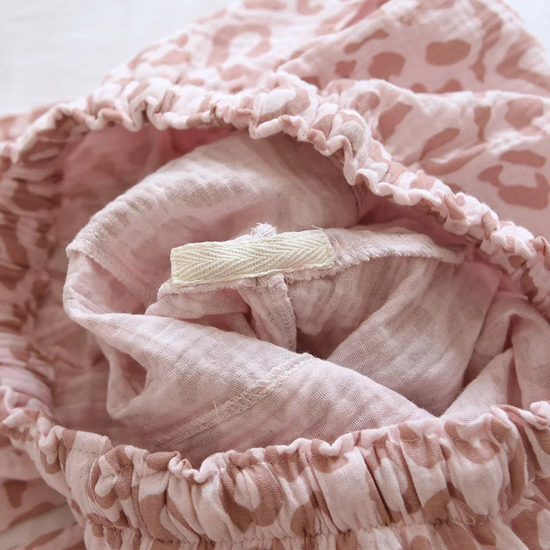 Pyjama Femme Coton Léopard – Pantalon Long à Cordon, Coupe Ample