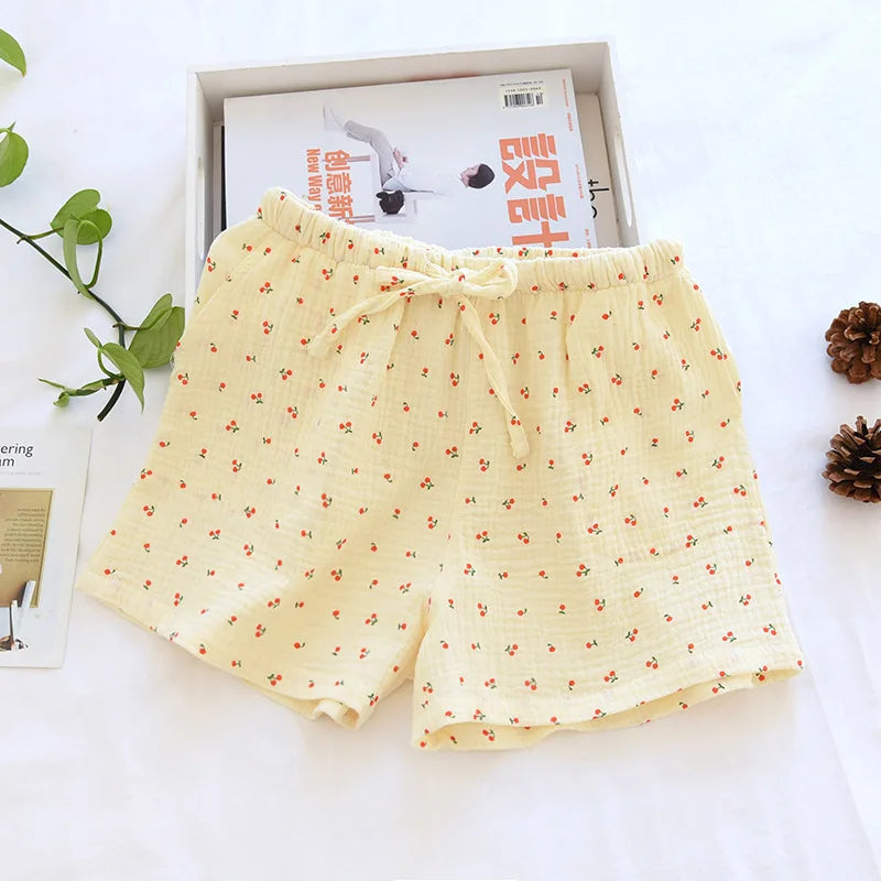 Short Pyjama Femme – Coton Crépon Léger Taille Élastique