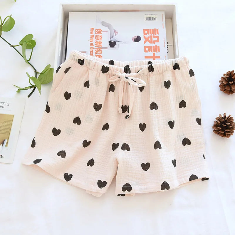 Short Pyjama Femme – Coton Crépon Léger Taille Élastique
