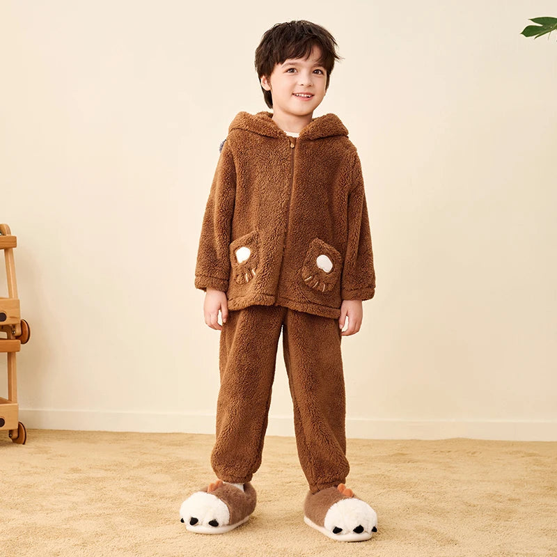 Pyjama Enfant Coton Confortable – Ensemble Chaud Hiver