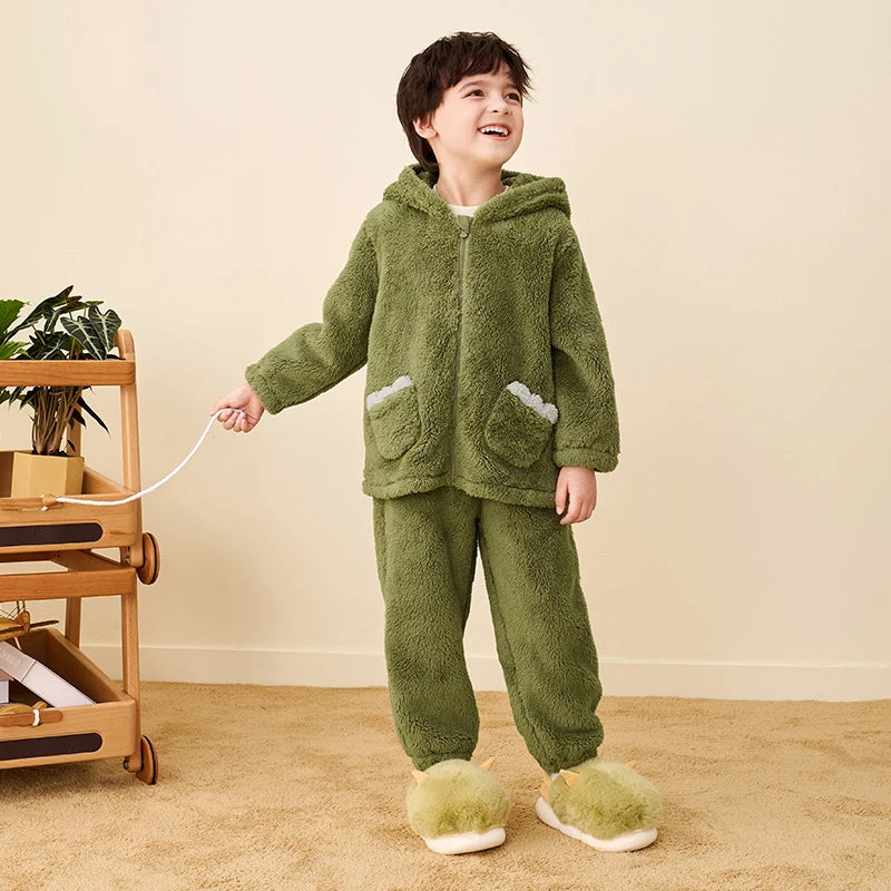 Pyjama Enfant Coton Confortable – Ensemble Chaud Hiver