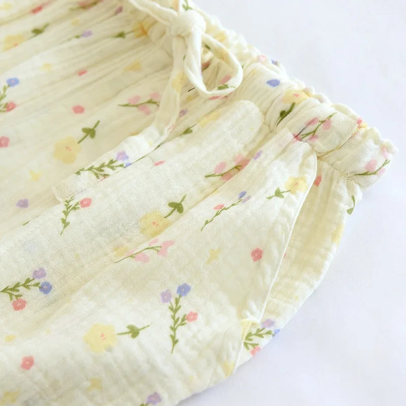 Pantalon Pyjama Femme Coton – Taille Élastique, Imprimé Floral