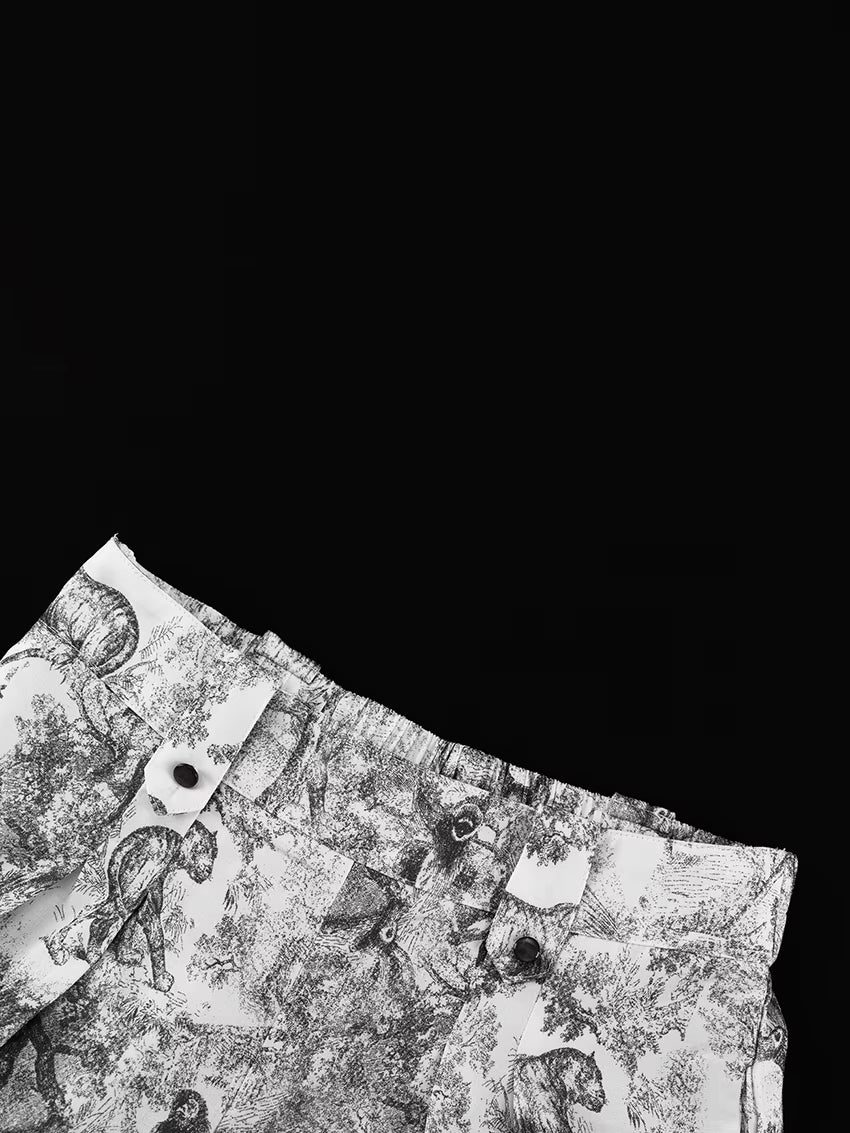 Ensemble Pyjama Femme Imprimé Bleu/Gris – Chemise & Pantalon Fluide