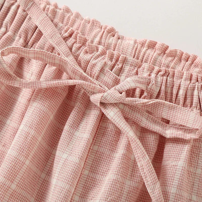 Pantalon Pyjama Femme en Coton à Carreaux – Taille Élastique, Coupe Droite