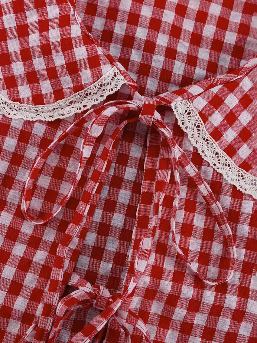 Pyjama Femme Carreaux Rouges – Ensemble Chemise à Revers & Pantalon Ample