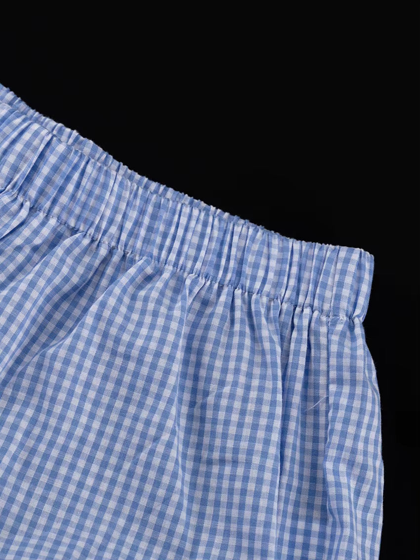 Pyjama Femme Coton Rayé Bleu – Ensemble 2 Pièces à Volants