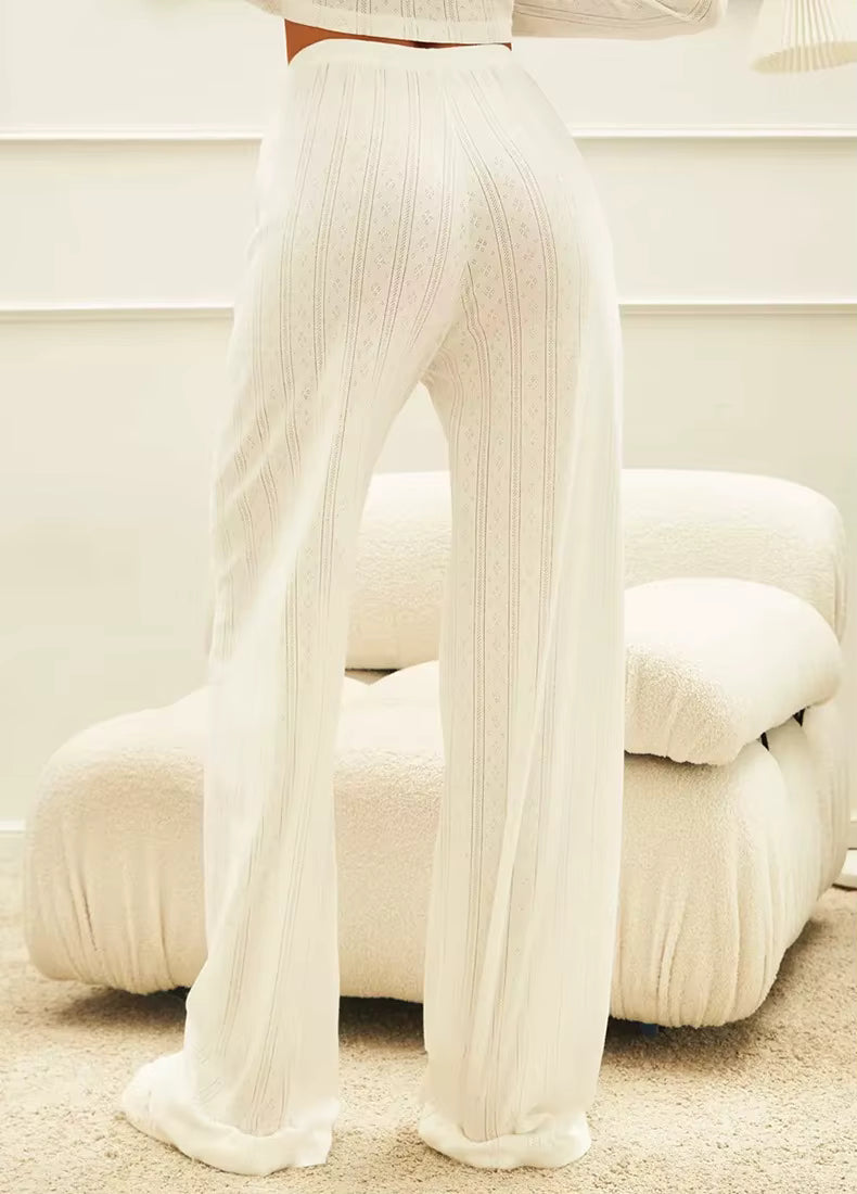 Ensemble Pyjama Femme Uni – Haut Manches Longues & Pantalon Fluide