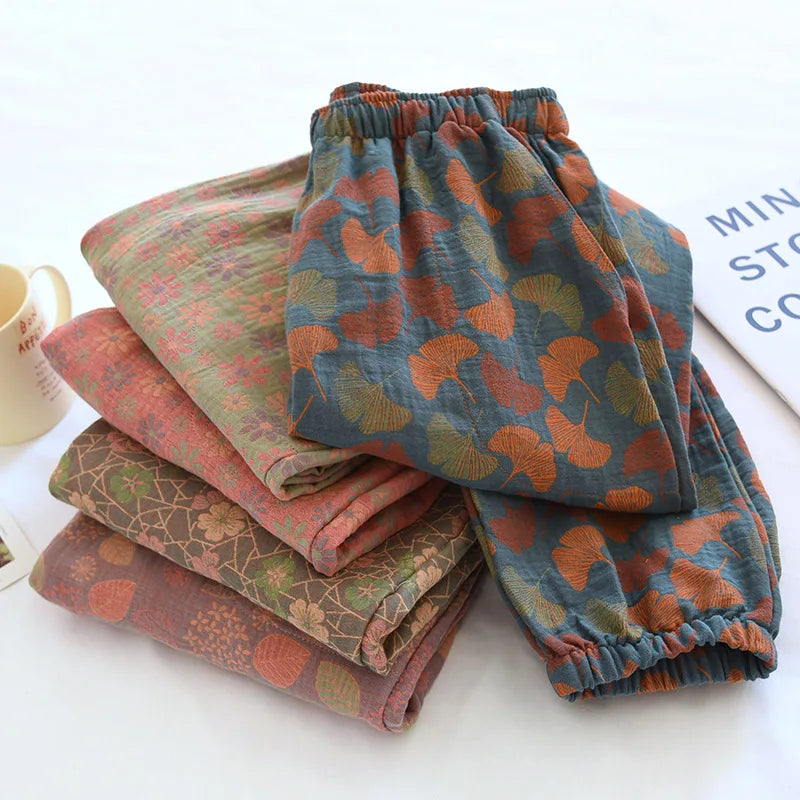 Pyjama Femme Coton Floral – Pantalon Long Taille Élastique