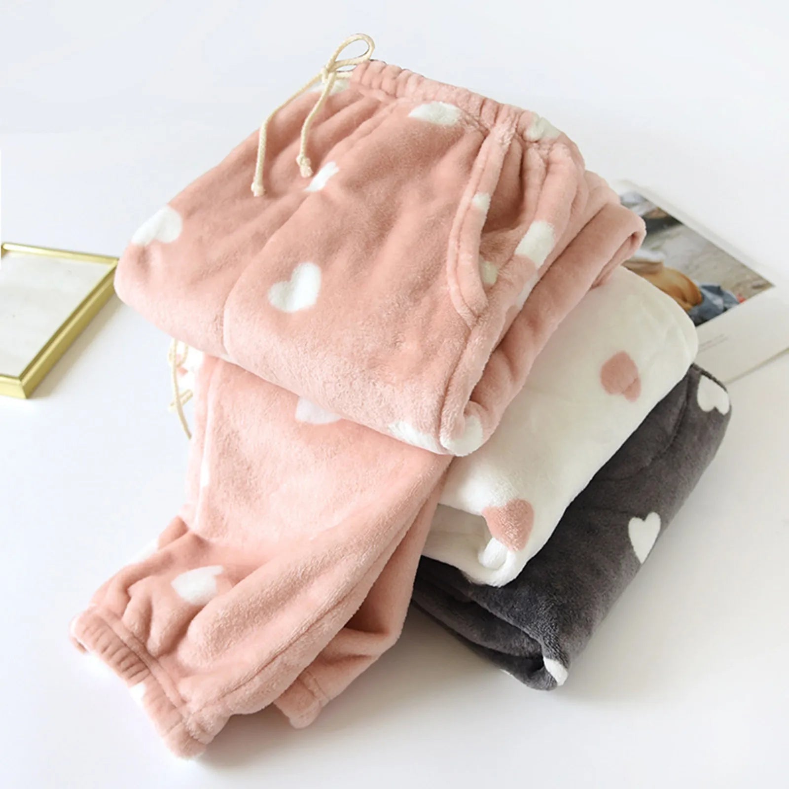 Pantalon Pyjama Femme Polaire Chaud – Taille Élastique & Poches