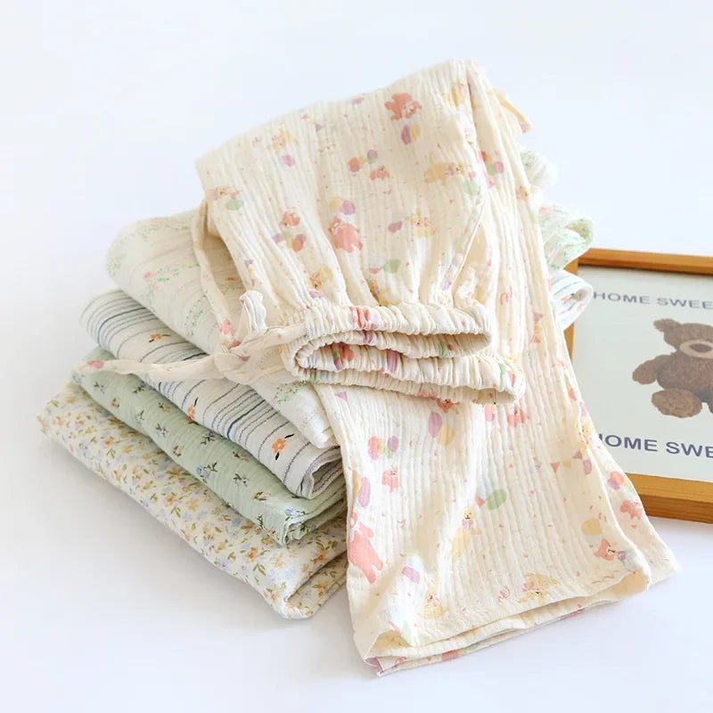 Pantalon Pyjama Femme Floral Coton  – Taille Élastique Confort