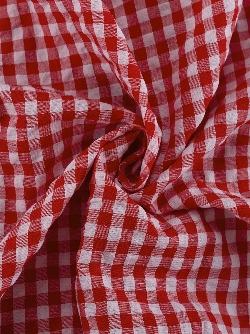 Pyjama Femme Carreaux Rouges – Ensemble Chemise à Revers & Pantalon Ample