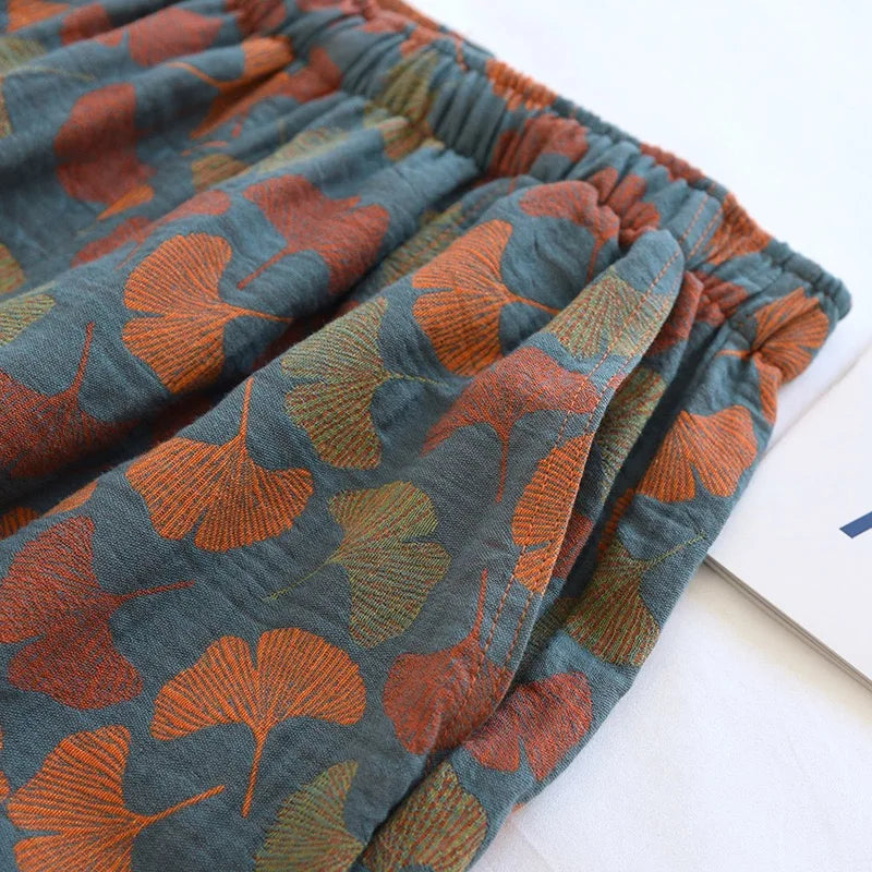 Pyjama Femme Coton Floral – Pantalon Long Taille Élastique