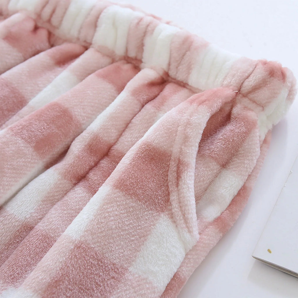 Pantalon Pyjama Femme Polaire – Taille Élastique & Poches, Coupe Droite Hiver