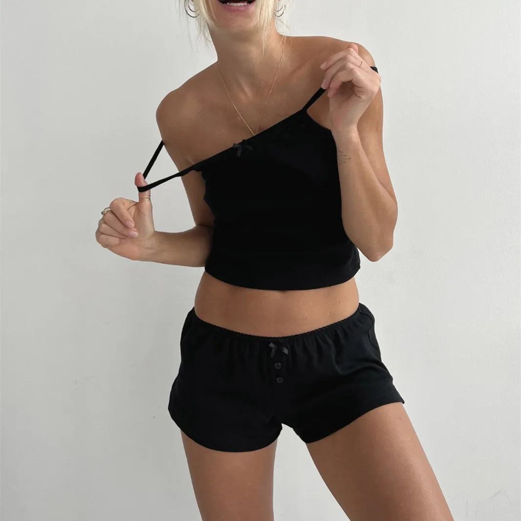 Ensemble Pyjama Femme Été – Col V & Short Fluide Respirant