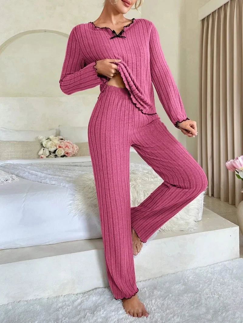 Pyjama Femme Automne – Ensemble Casual à manches longues