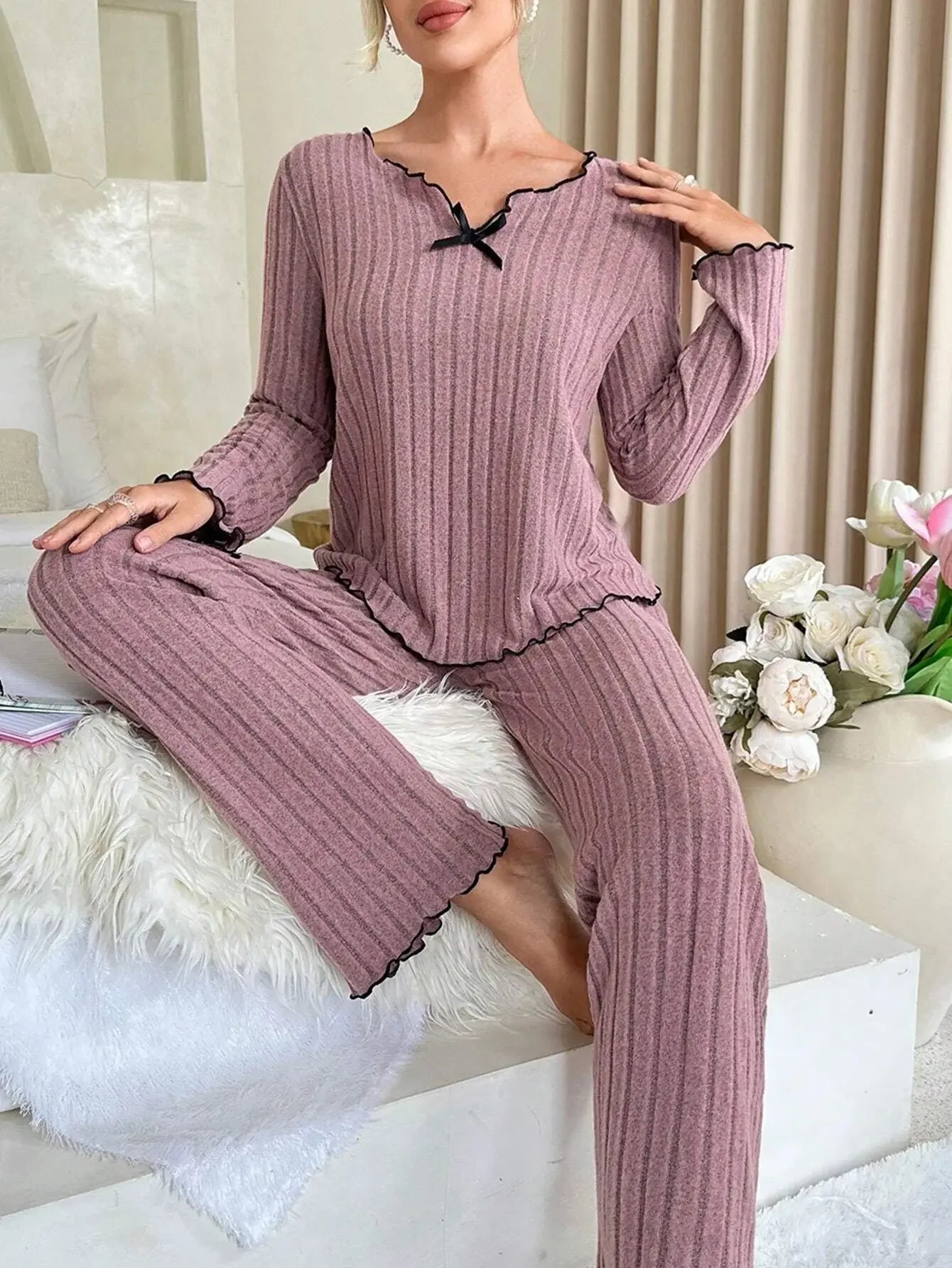 Pyjama Femme Automne – Ensemble Casual à manches longues