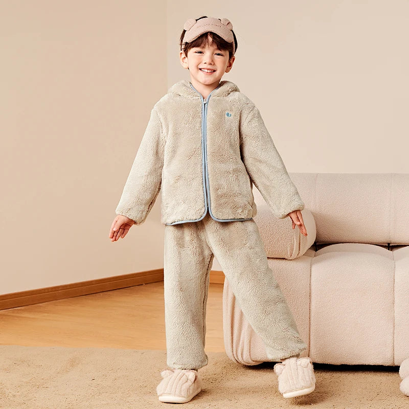 Pyjama Enfant Hiver à Capuche – Patchwork Confortable