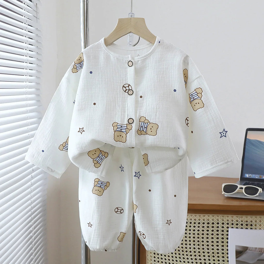 Pyjama Enfant Coton Confortable – Haut & Pantalon Motif Cartoon