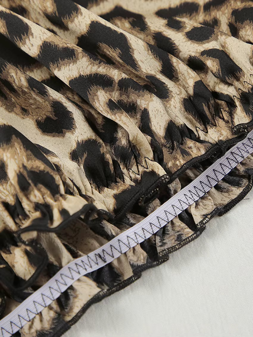 Pyjama Femme Léopard – Ensemble 2 Pièces Top Épaules Dénudées & Short