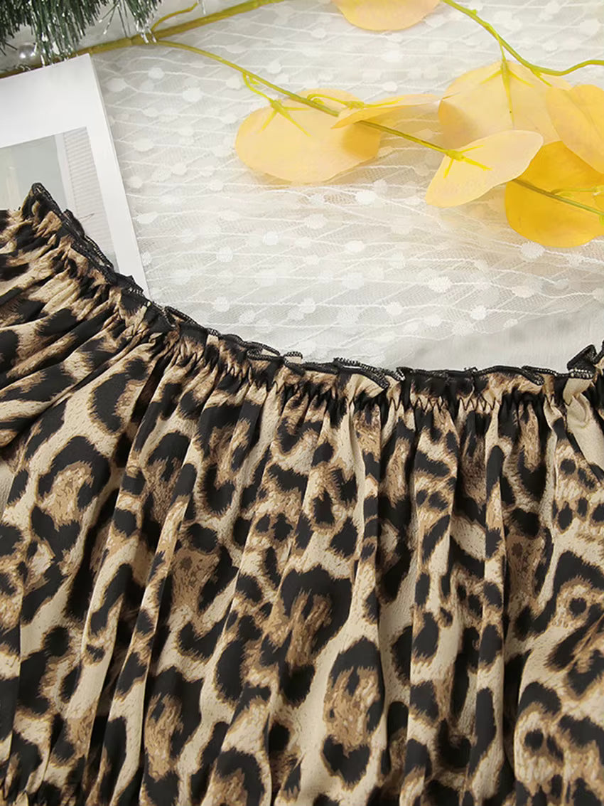 Pyjama Femme Léopard – Ensemble 2 Pièces Top Épaules Dénudées & Short