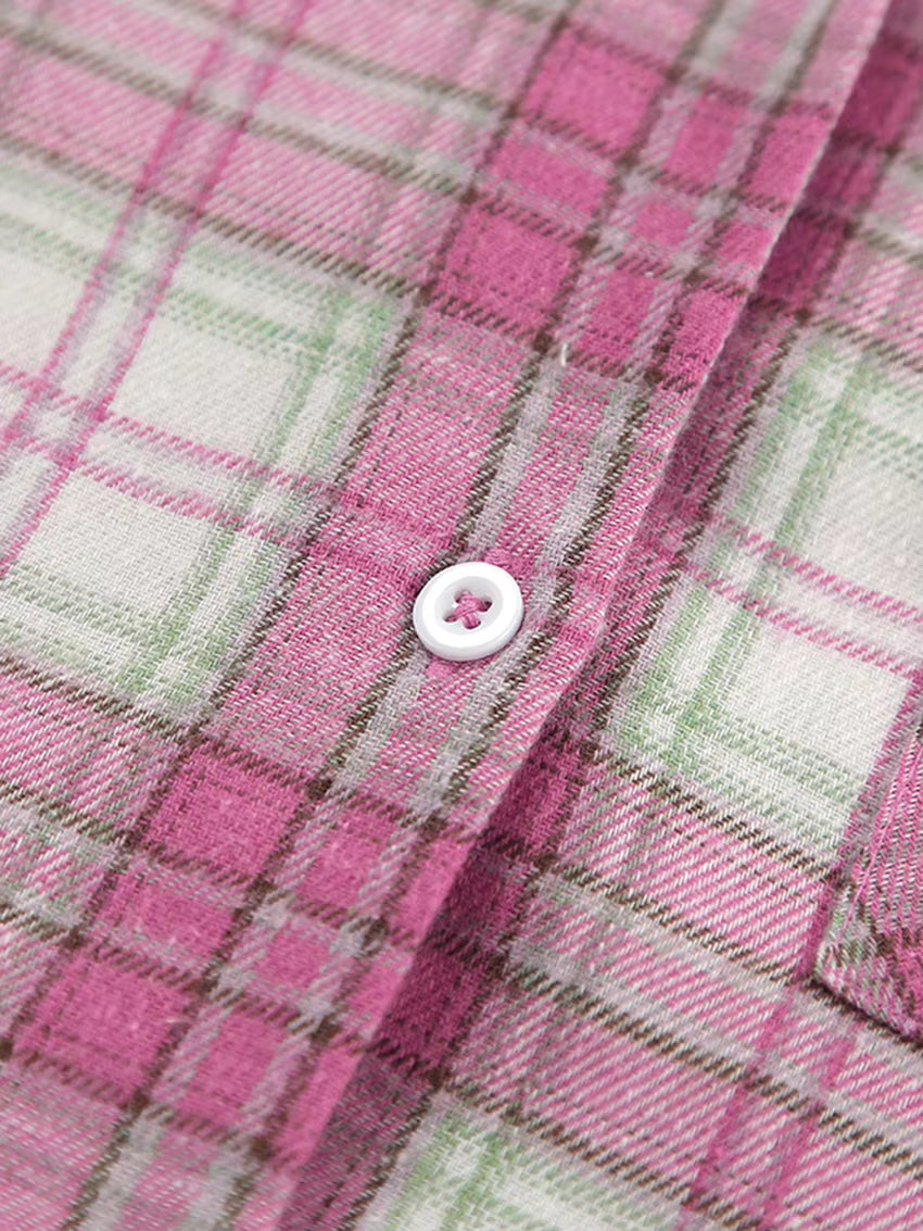 Pyjama Femme Carreaux Rose – Ensemble Hiver à Carreaux Coton & Polyester