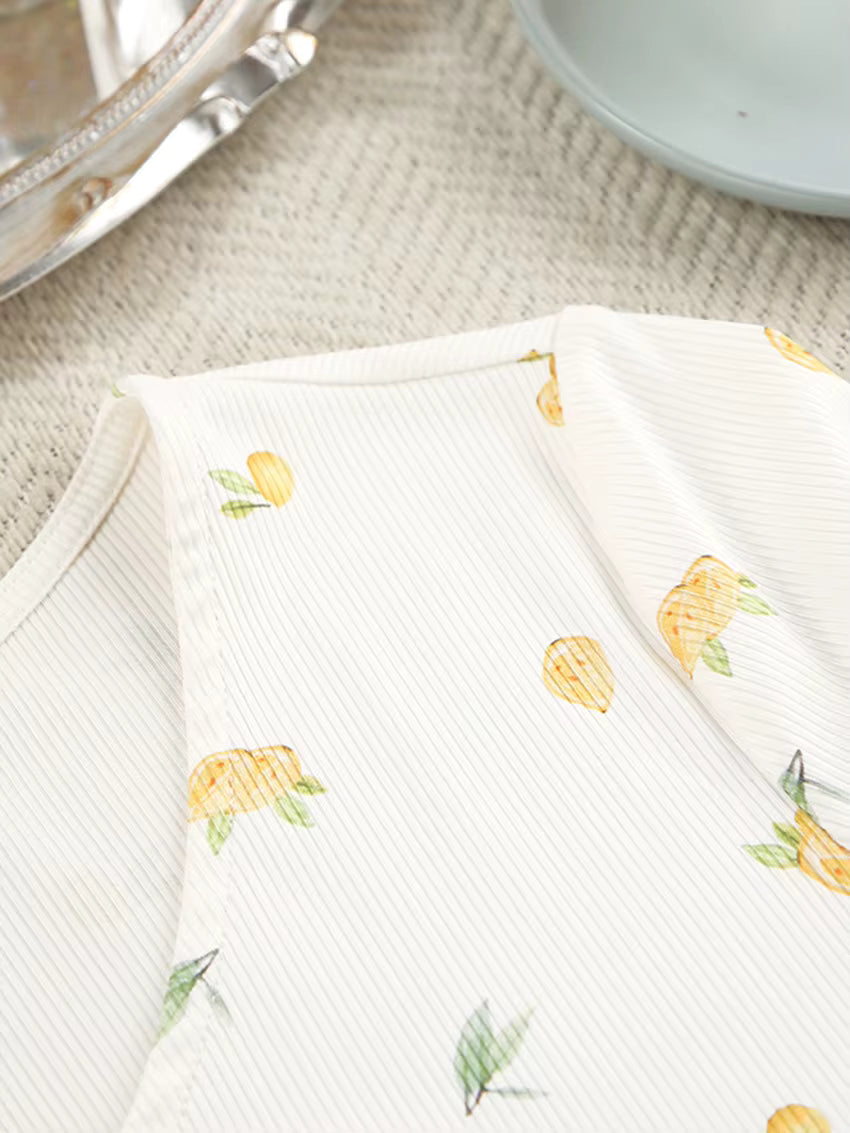 Pyjama Femme 3 Pièces Blanc – Brassière, Short & Gilet Stretch Imprimé