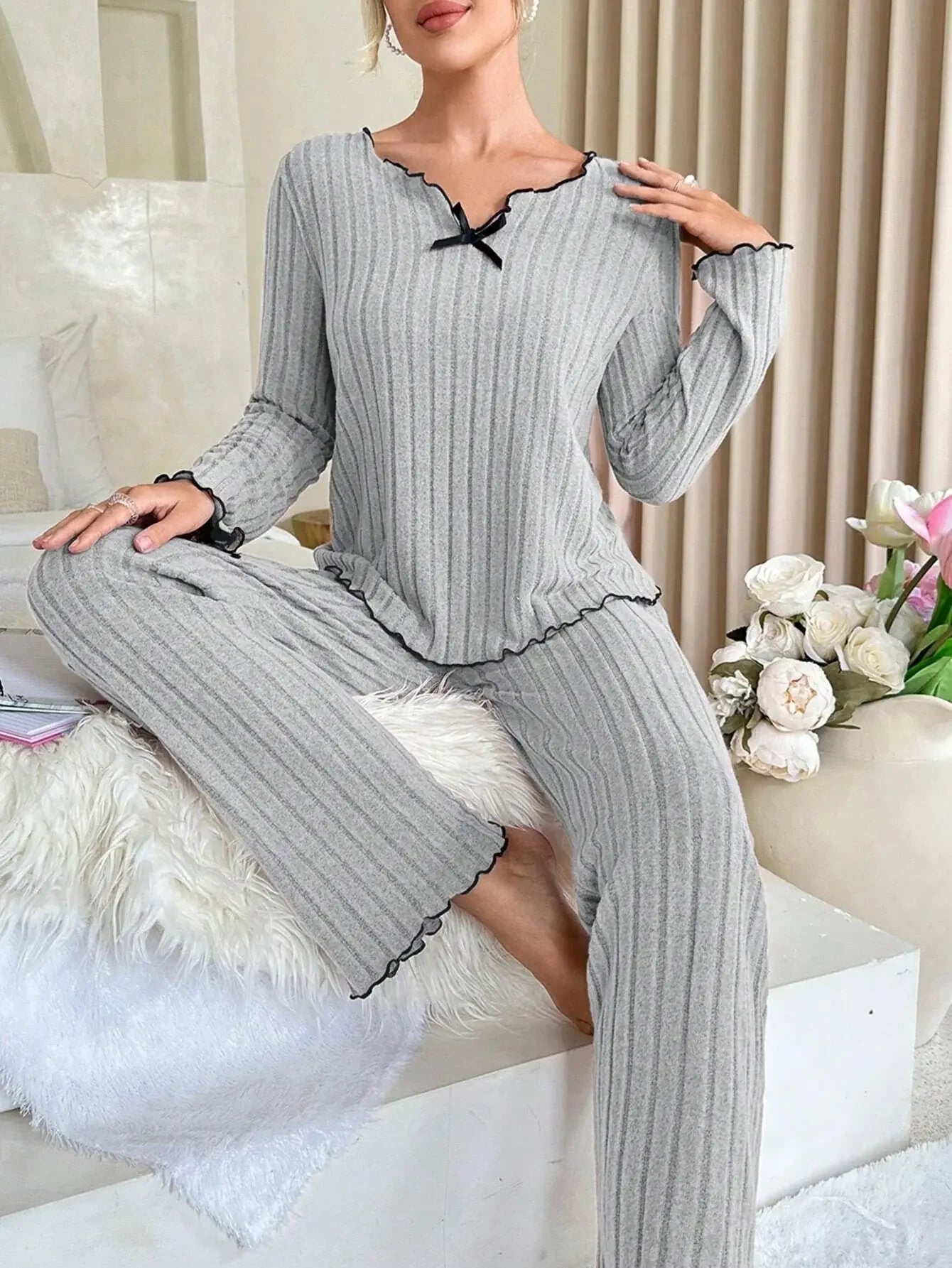 Pyjama Femme Automne – Ensemble Casual à manches longues