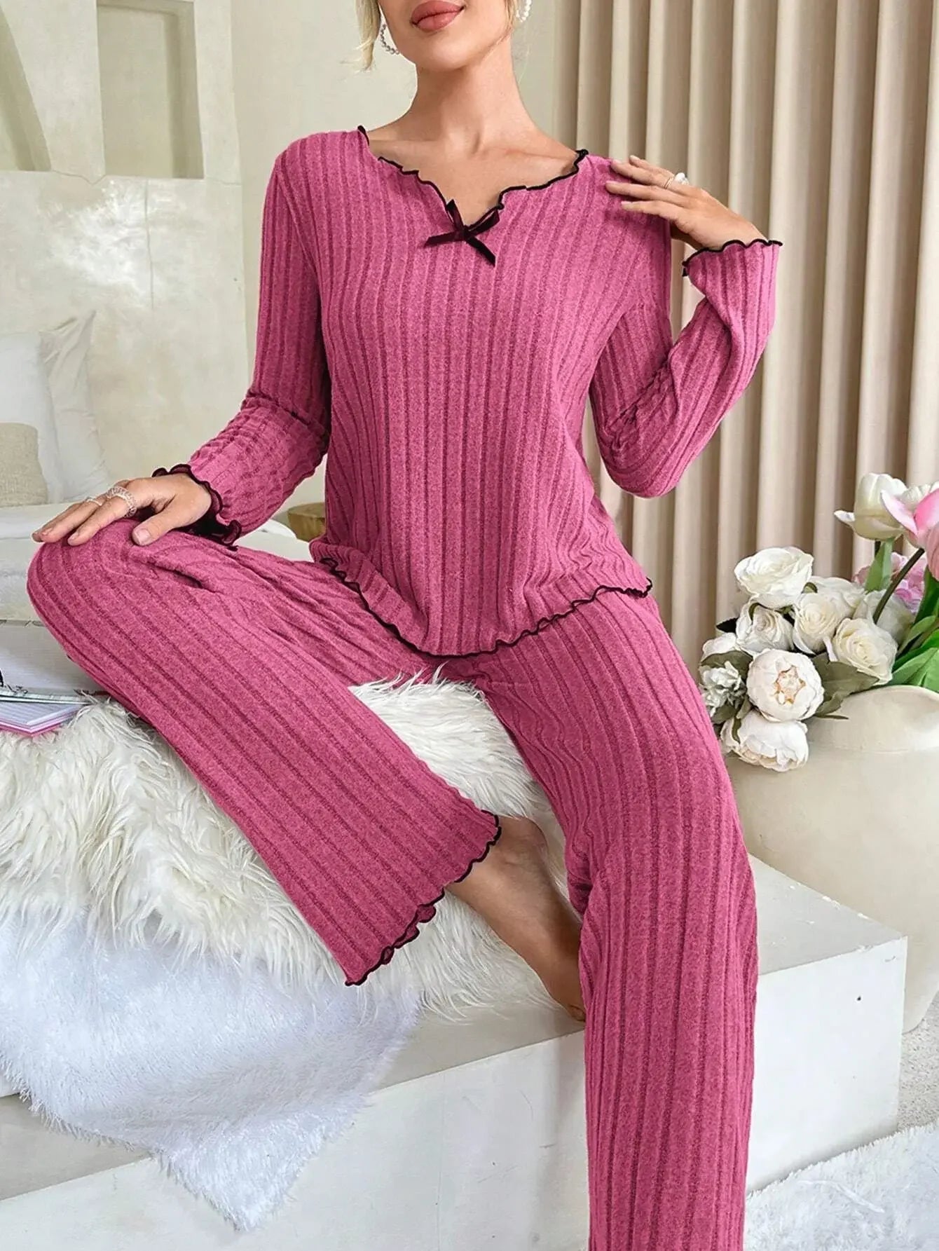 Pyjama Femme Automne – Ensemble Casual à manches longues