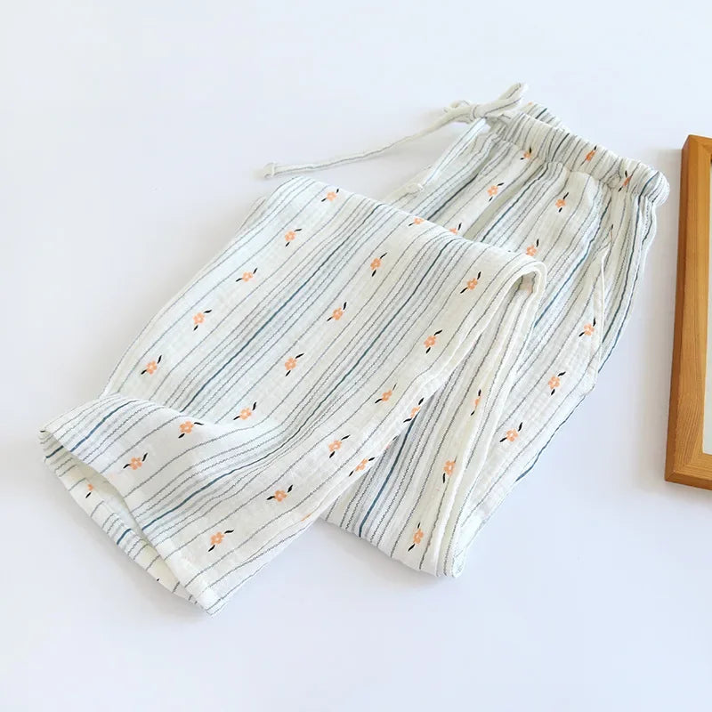 Pantalon Pyjama Femme Floral Coton  – Taille Élastique Confort