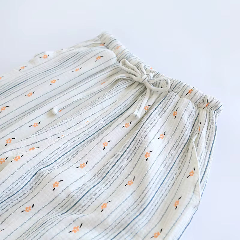 Pantalon Pyjama Femme Floral Coton  – Taille Élastique Confort