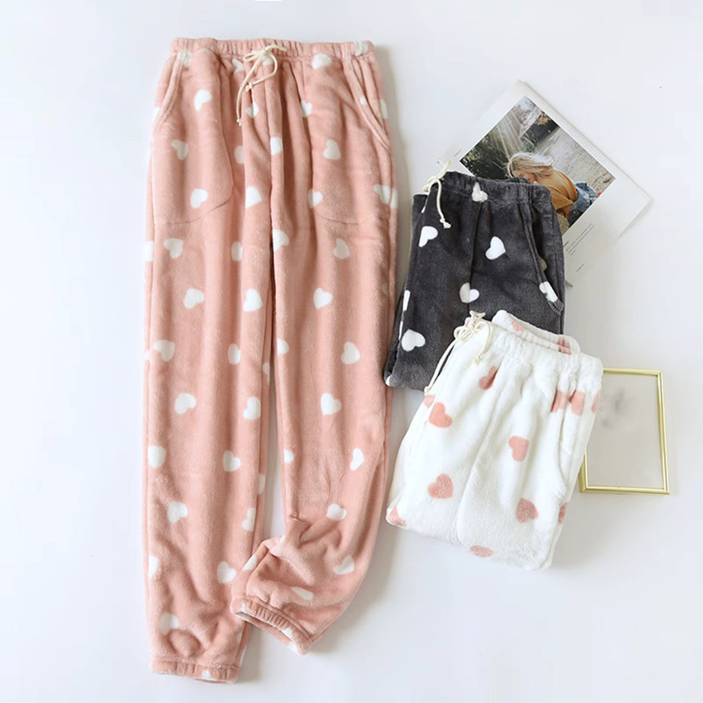 Pantalon Pyjama Femme Polaire Chaud – Taille Élastique & Poches