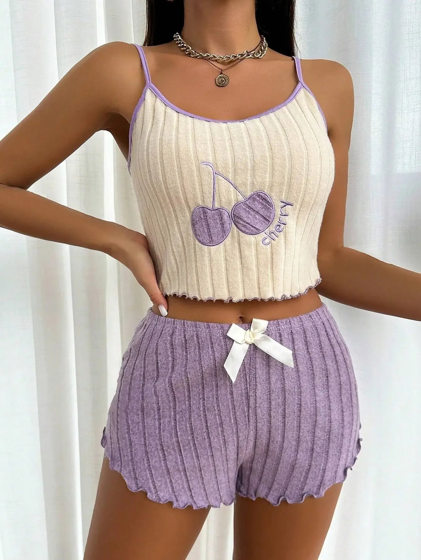 Pyjama Femme Imprimé Cartoon – Débardeur Sans Manches et Short Confort
