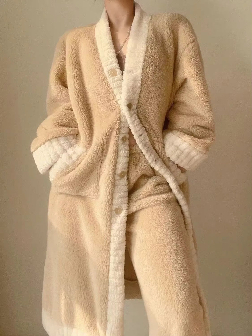 Ensemble Pyjama Femme Flanelle Corail – Luxe Hiver