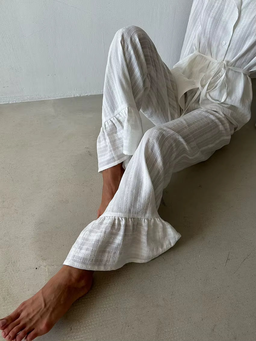 Ensemble Pyjama Femme Coton – Chemise Col Revers & Pantalon Ample