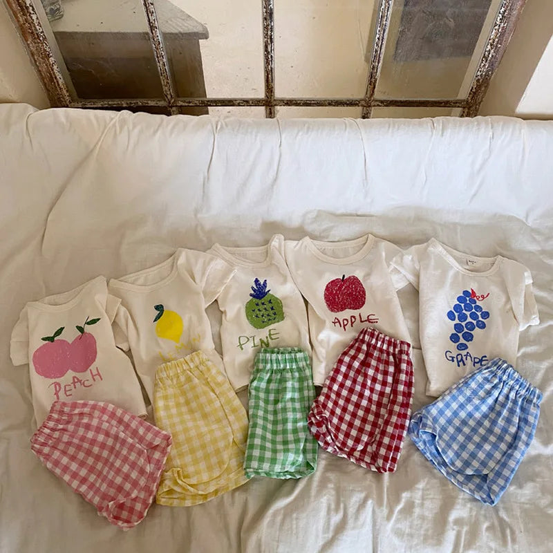 Pyjama Enfant Coton Respirant – Ensemble Fruits 2 Pièces Toutes Saisons