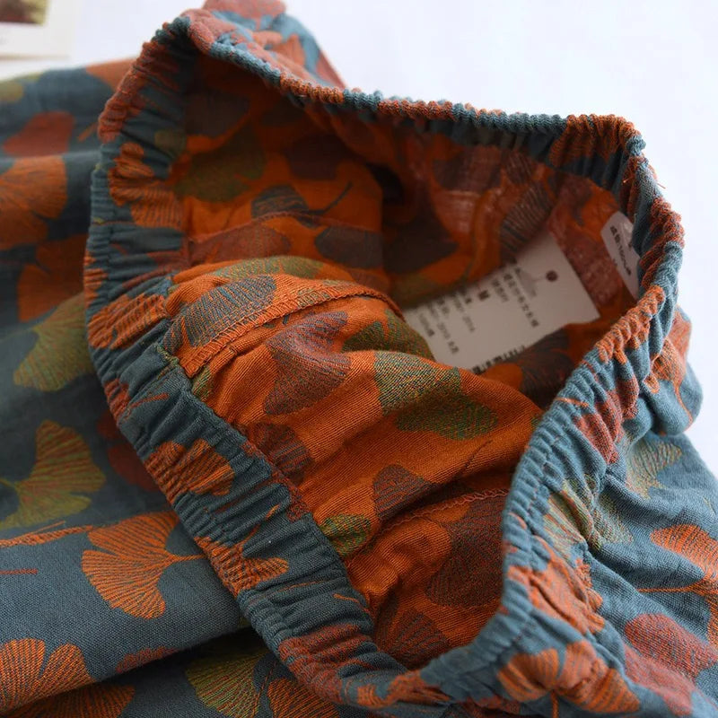 Pyjama Femme Coton Floral – Pantalon Long Taille Élastique