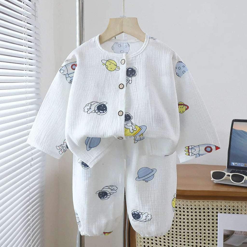 Pyjama Enfant Coton Confortable – Haut & Pantalon Motif Cartoon