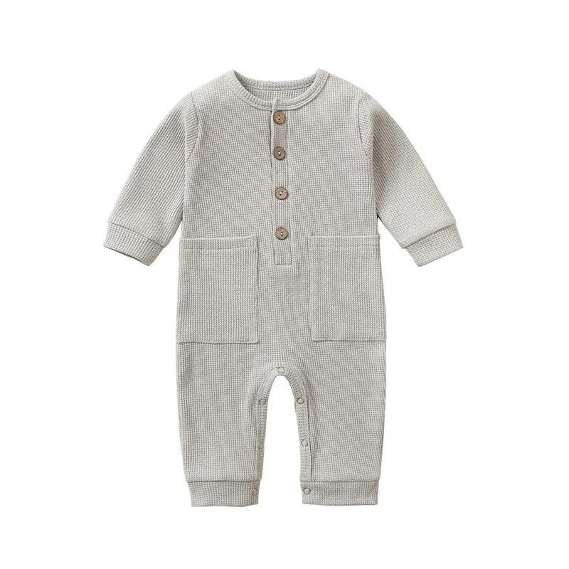 Pyjama Bébé Coton Unisexe – Combinaison Longue Manches Boutonnées