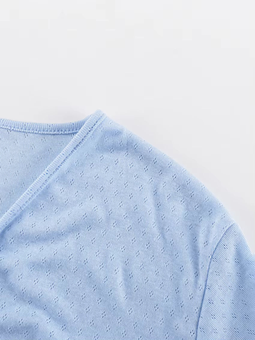 Ensemble Pyjama Femme Coton – Haut Col V & Pantalon Fluide