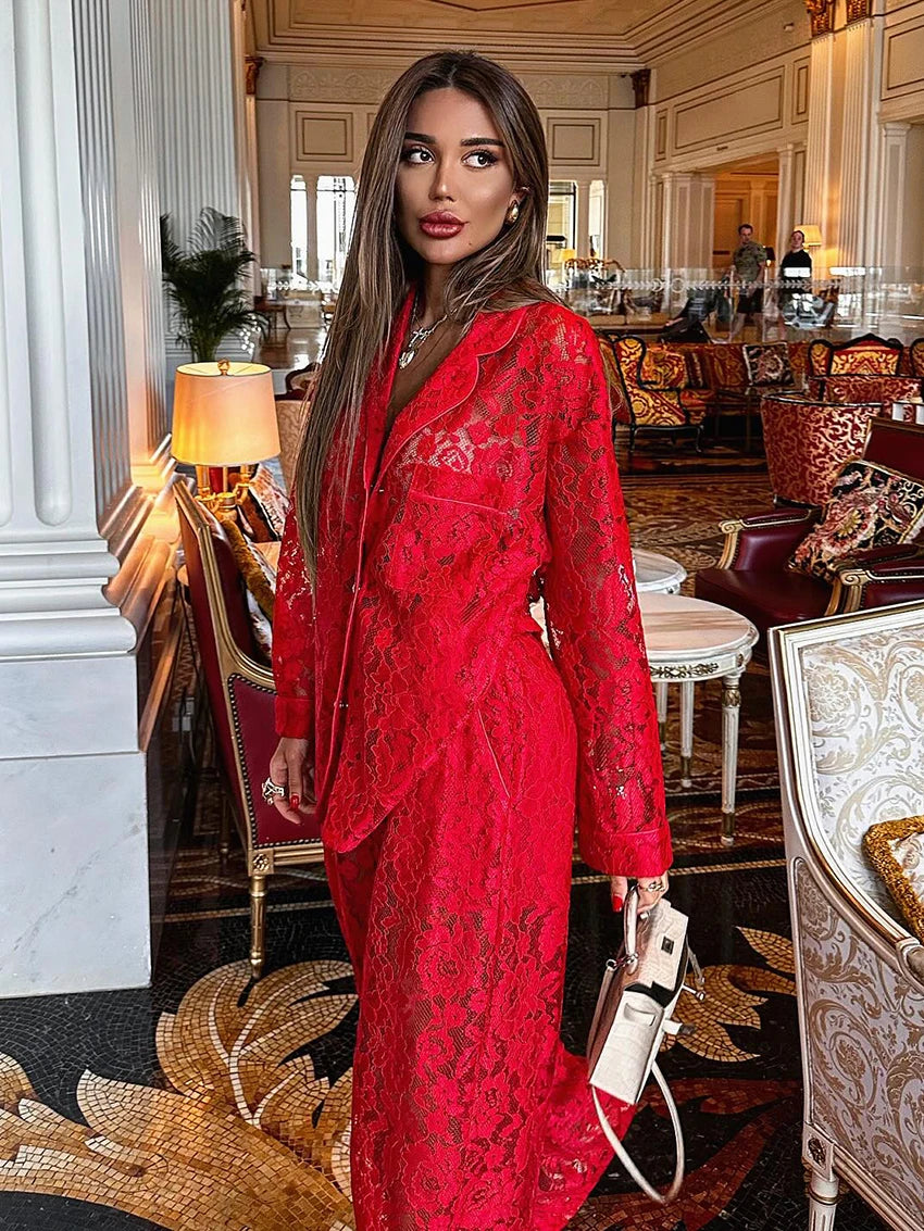 Pyjama Femme Brocart Chic – Ensemble 2 Pièces Col Rabattu & Pantalon Large