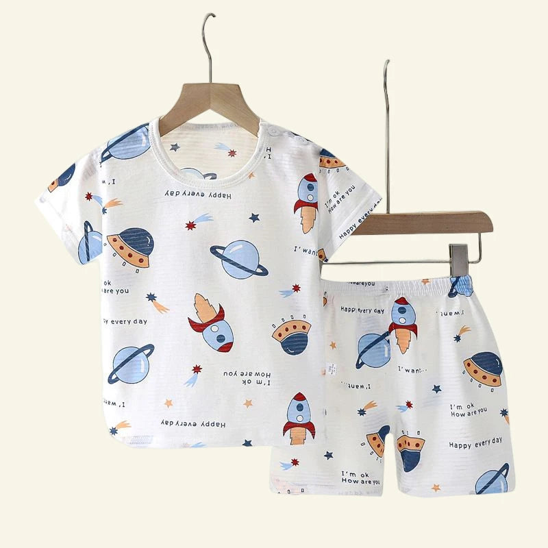 Pyjama Enfant Coton Cartoon – Ensemble 2 Pièces Léger