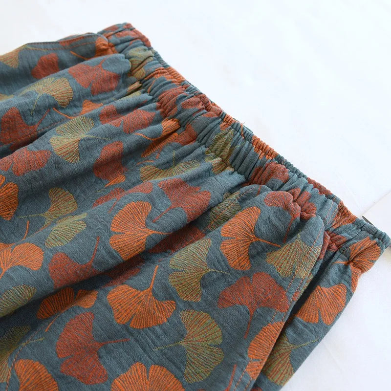 Pyjama Femme Coton Floral – Pantalon Long Taille Élastique