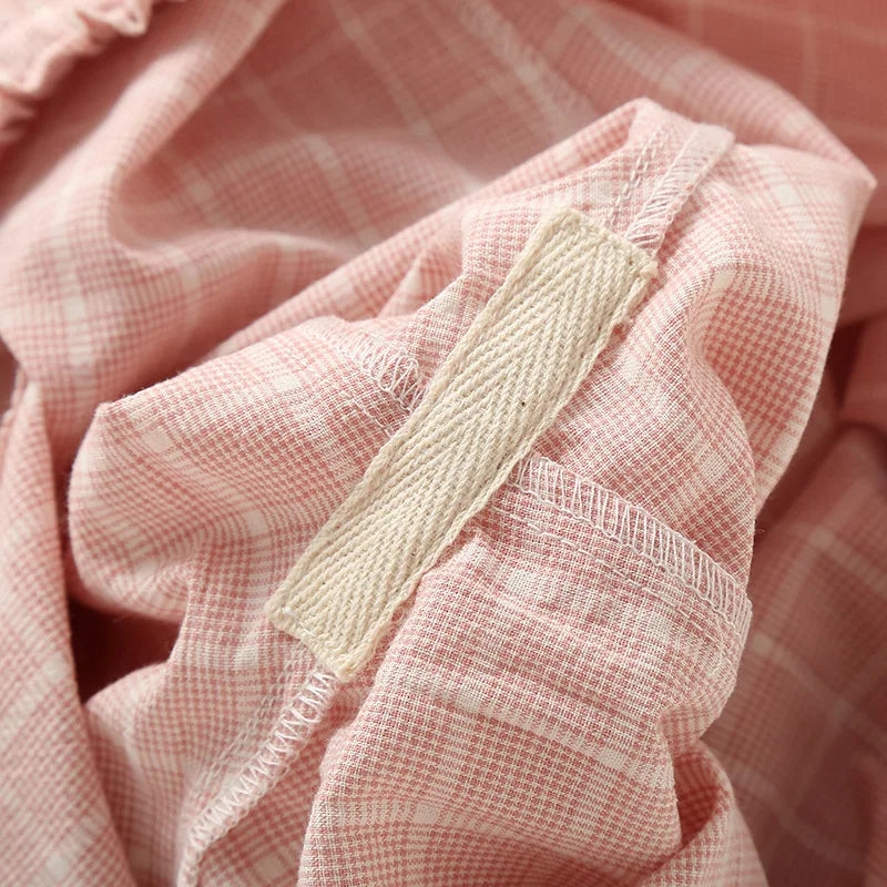 Pantalon Pyjama Femme en Coton à Carreaux – Taille Élastique, Coupe Droite