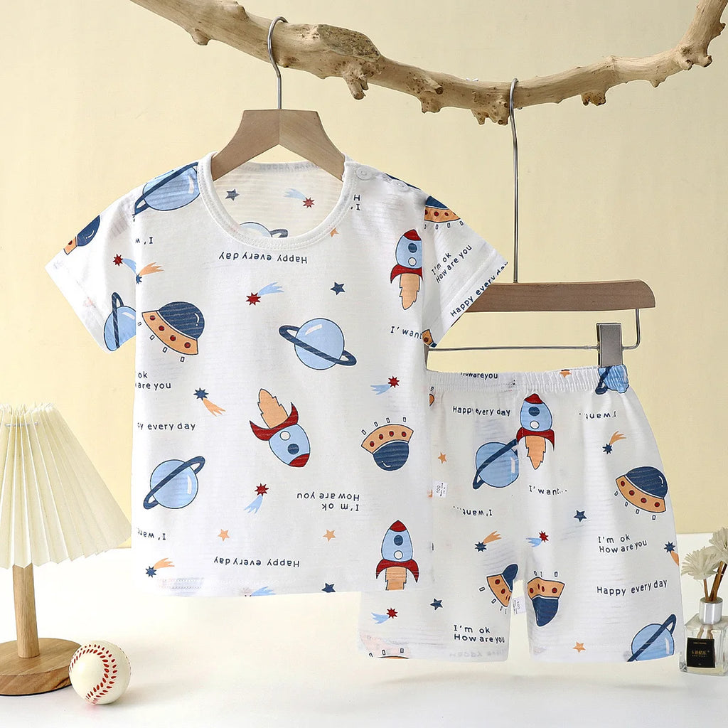 Pyjama Enfant Coton Cartoon – Ensemble 2 Pièces Léger