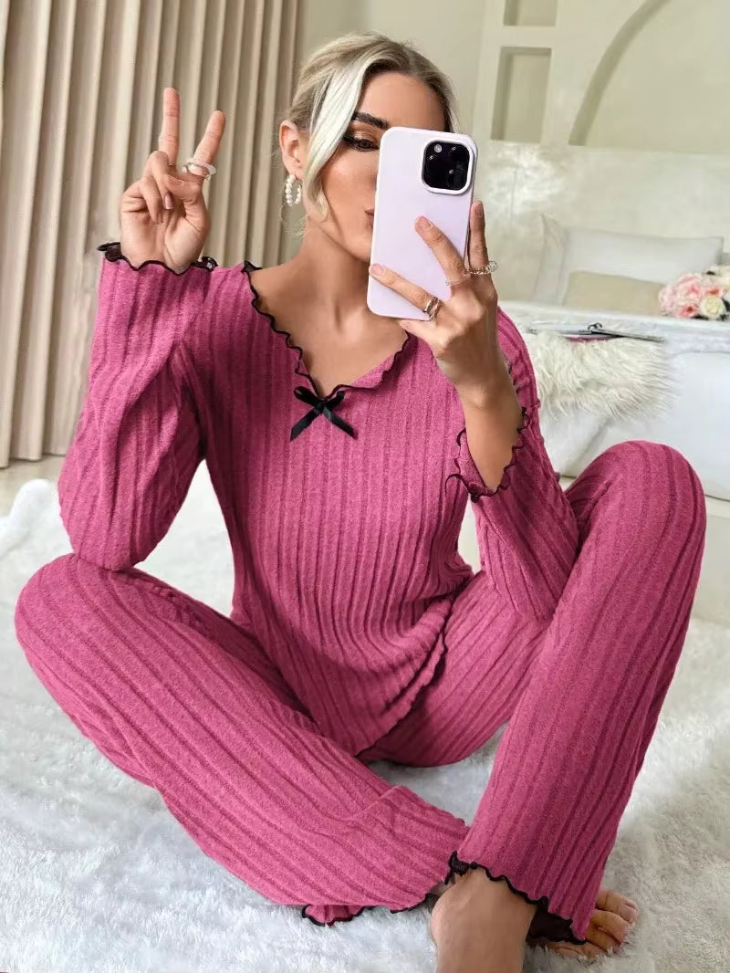 Pyjama Femme Automne – Ensemble Casual à manches longues